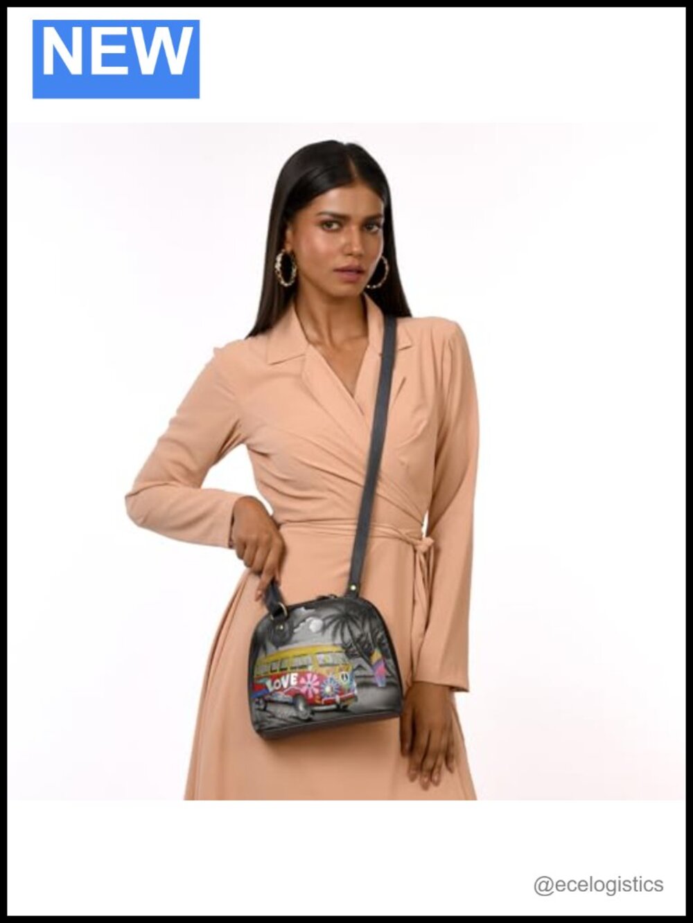 Genuine Leather Hand-Painted Small Multi Compartment Zip-Around Organizer - Picture 5 of 6